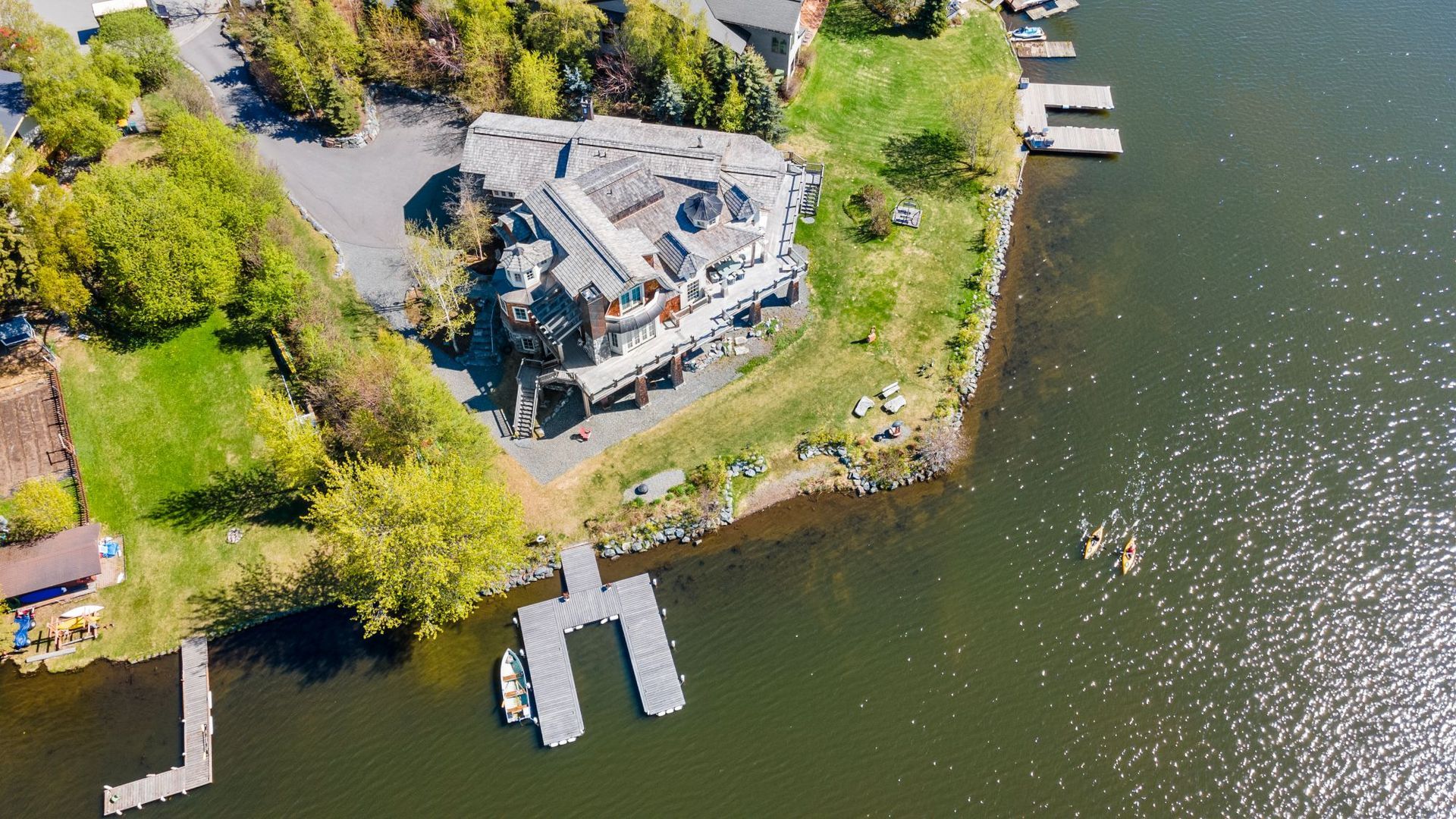 ariel photo of home on water