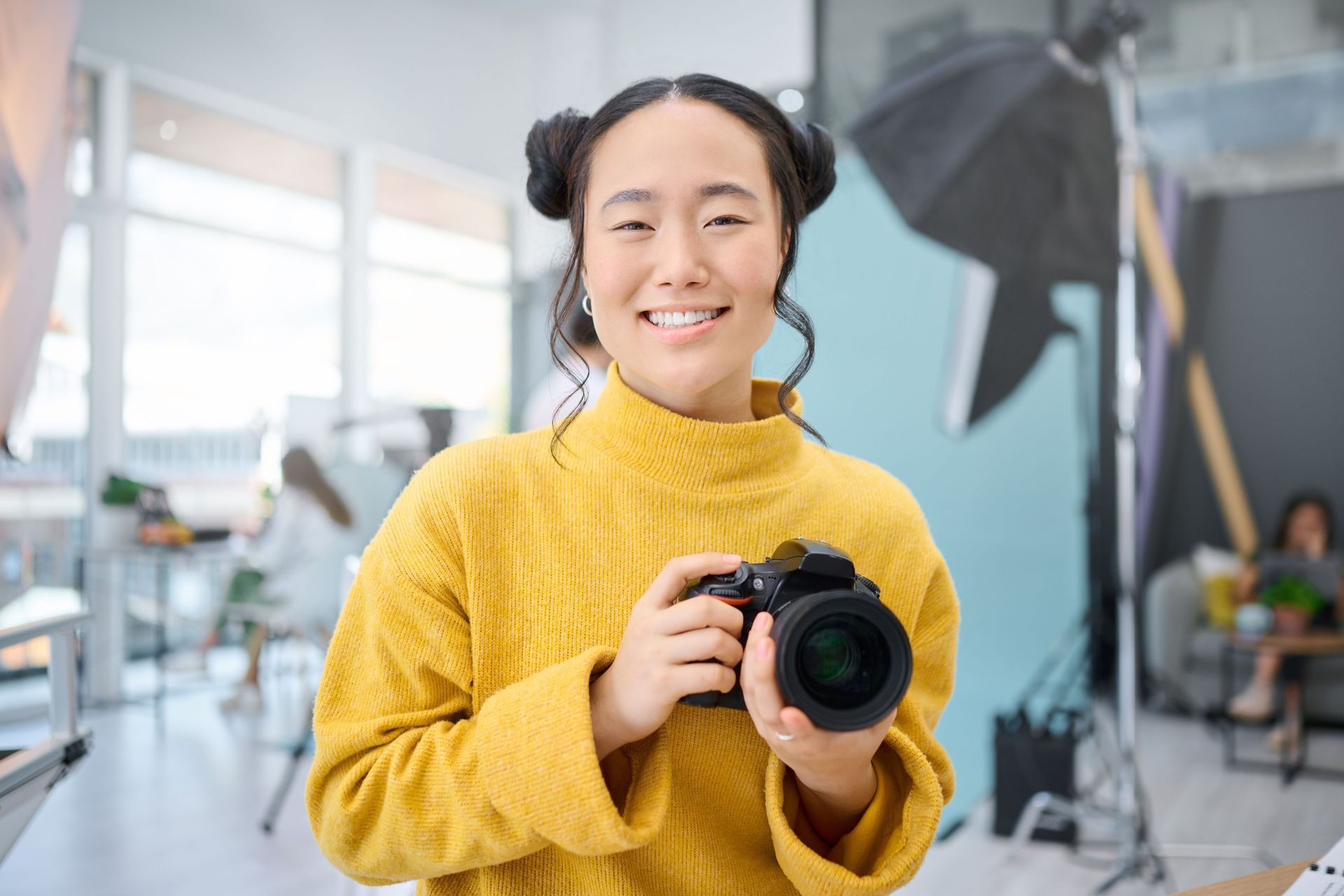 Woman holding camera