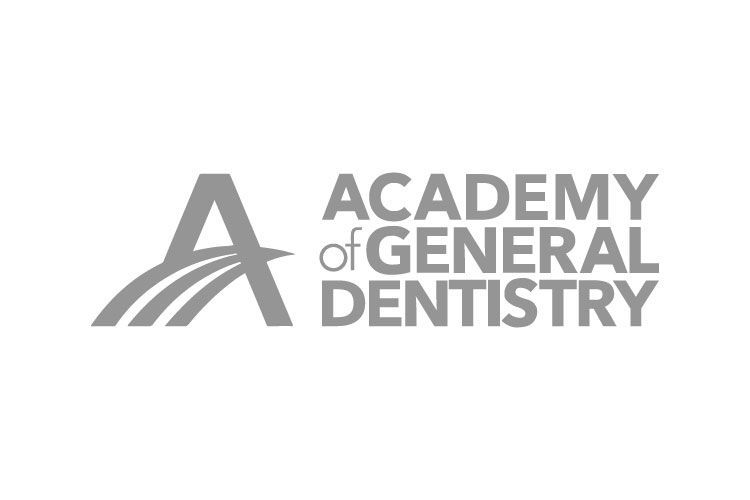 El logotipo de la academia de odontología general es en blanco y negro.