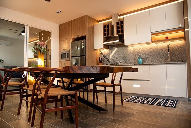 Mueble madera sólida sala diseño minimalista