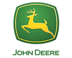 A john deere logo with a deer on it