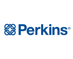 The perkins logo is blue and white on a white background.