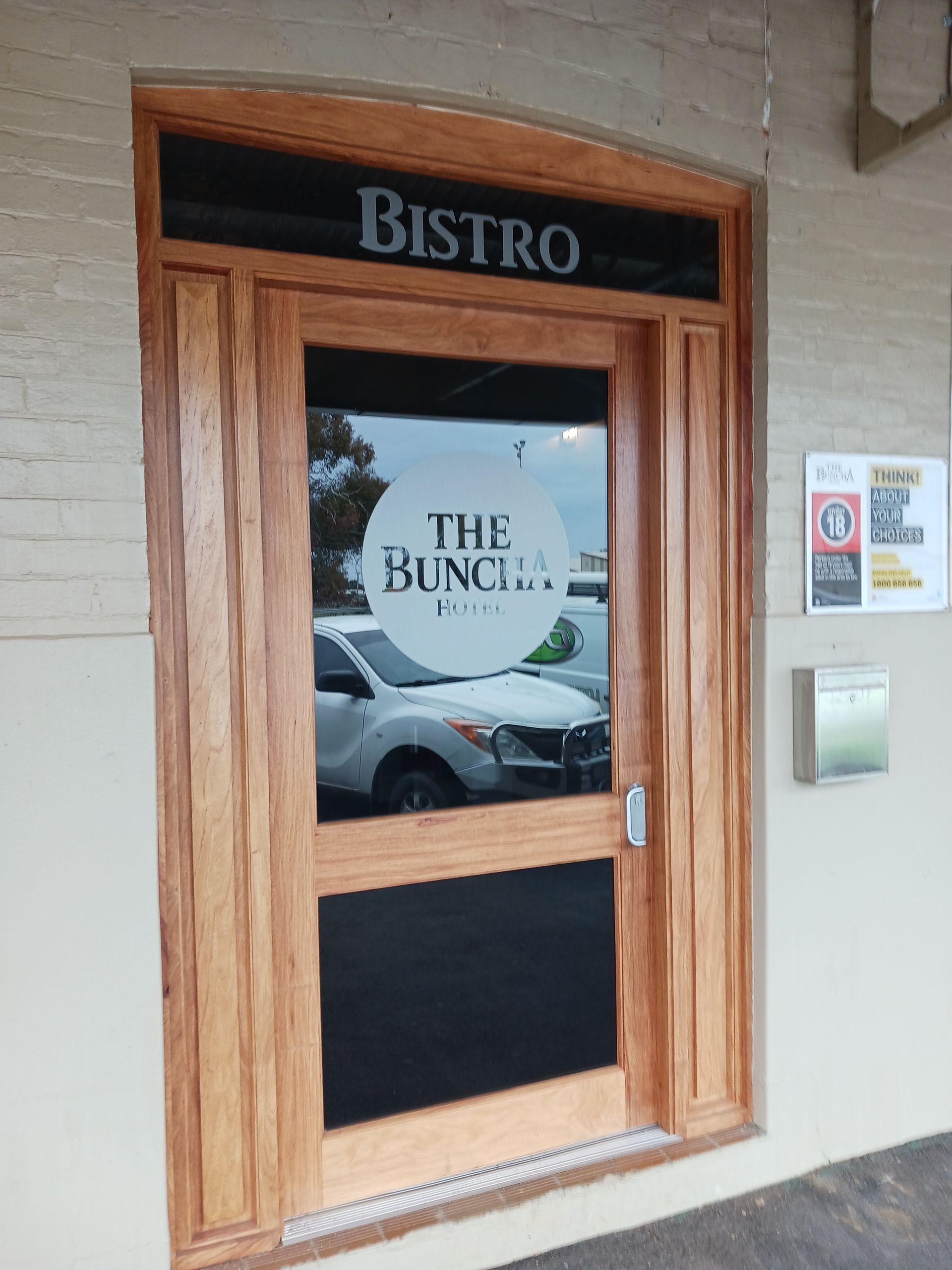 Glass & Timber Door to a Bistro — Lunny's Carpentry In Dubbo, NSW