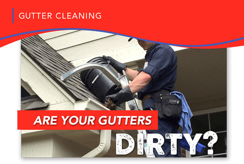 Man cleaning gutters