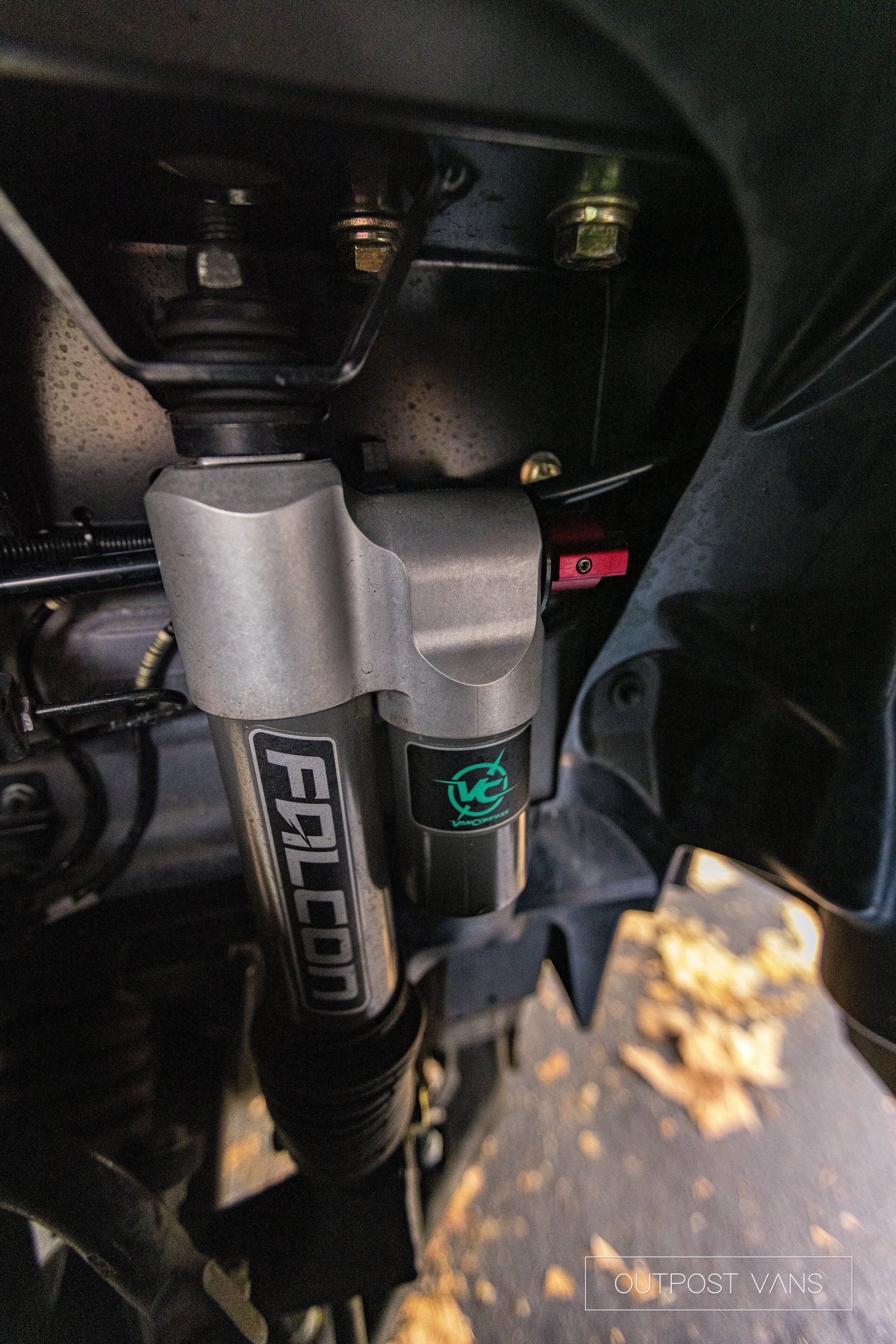 a close up of a falcon shock absorber on a vehicle .