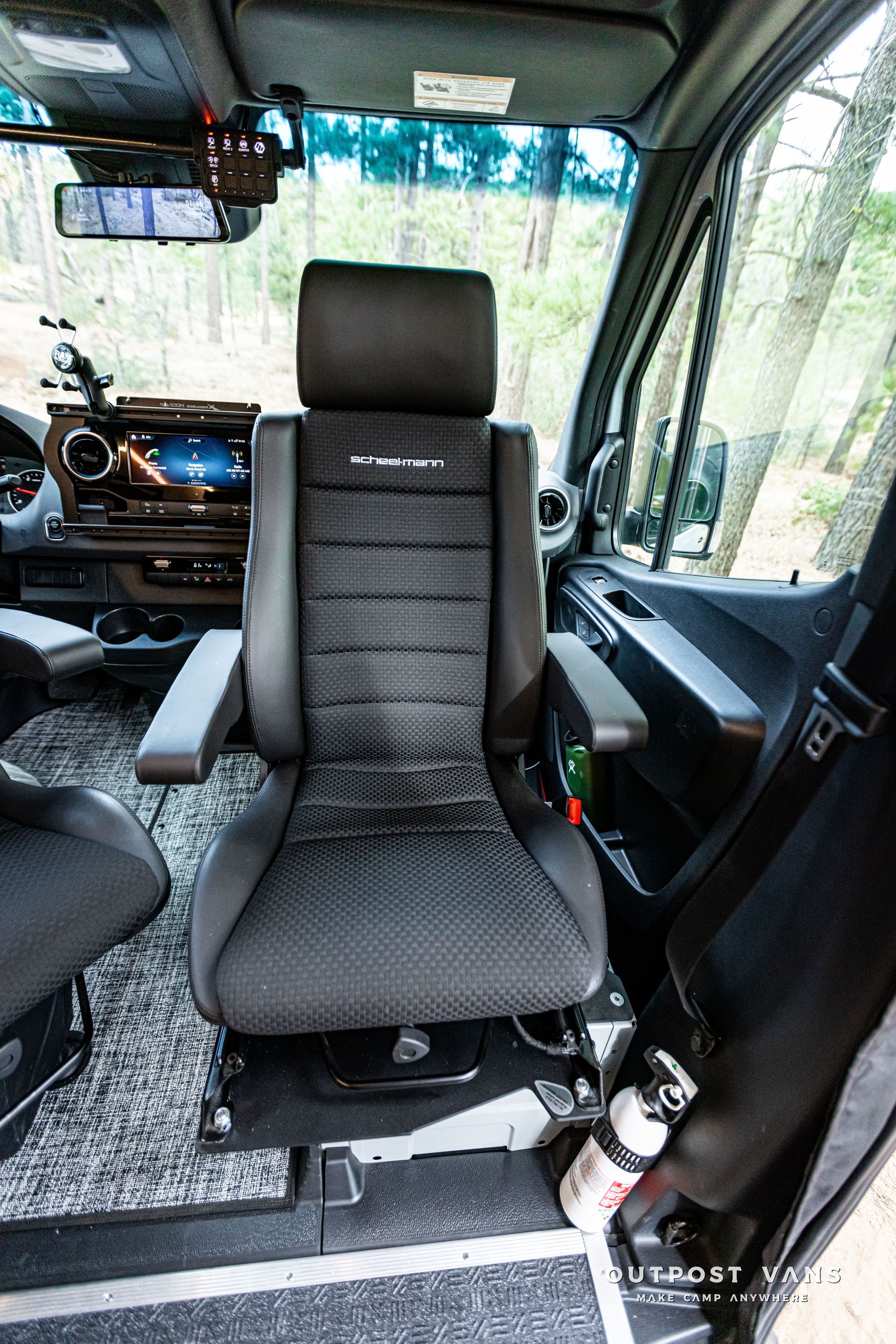 A close up of a car seat in a van.
