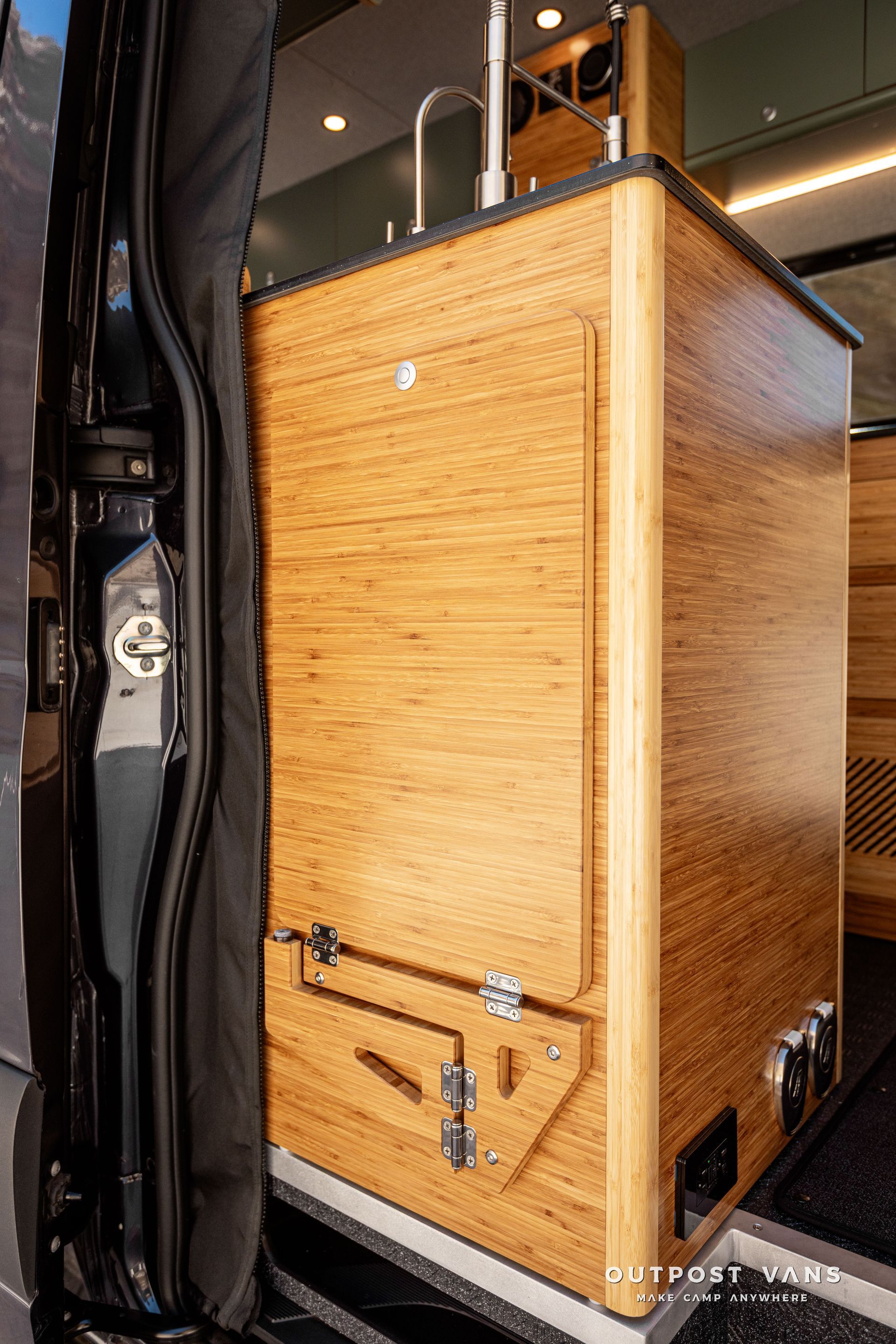 campervan drop-down table bamboo