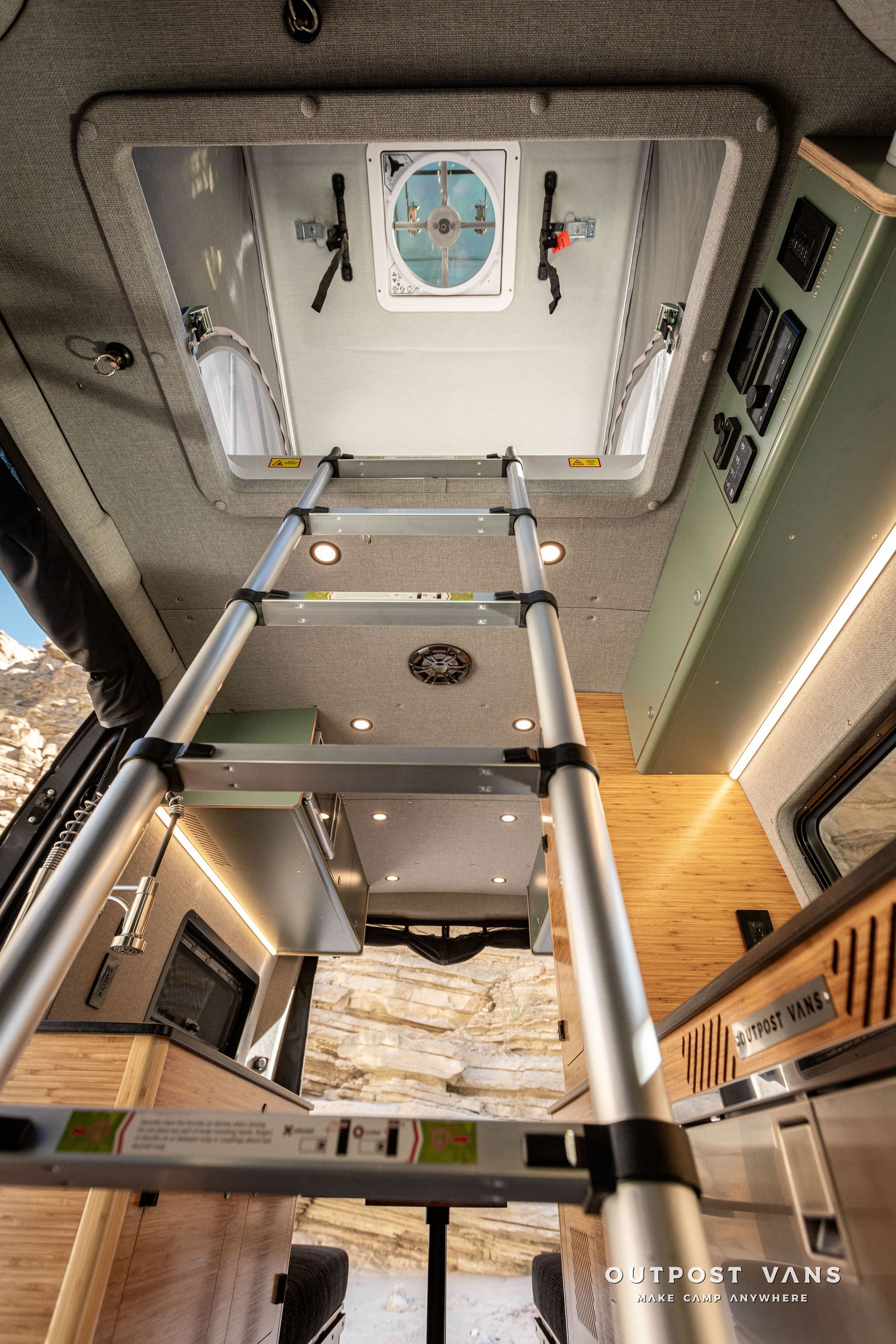 sca pop top extension ladder to access tent area