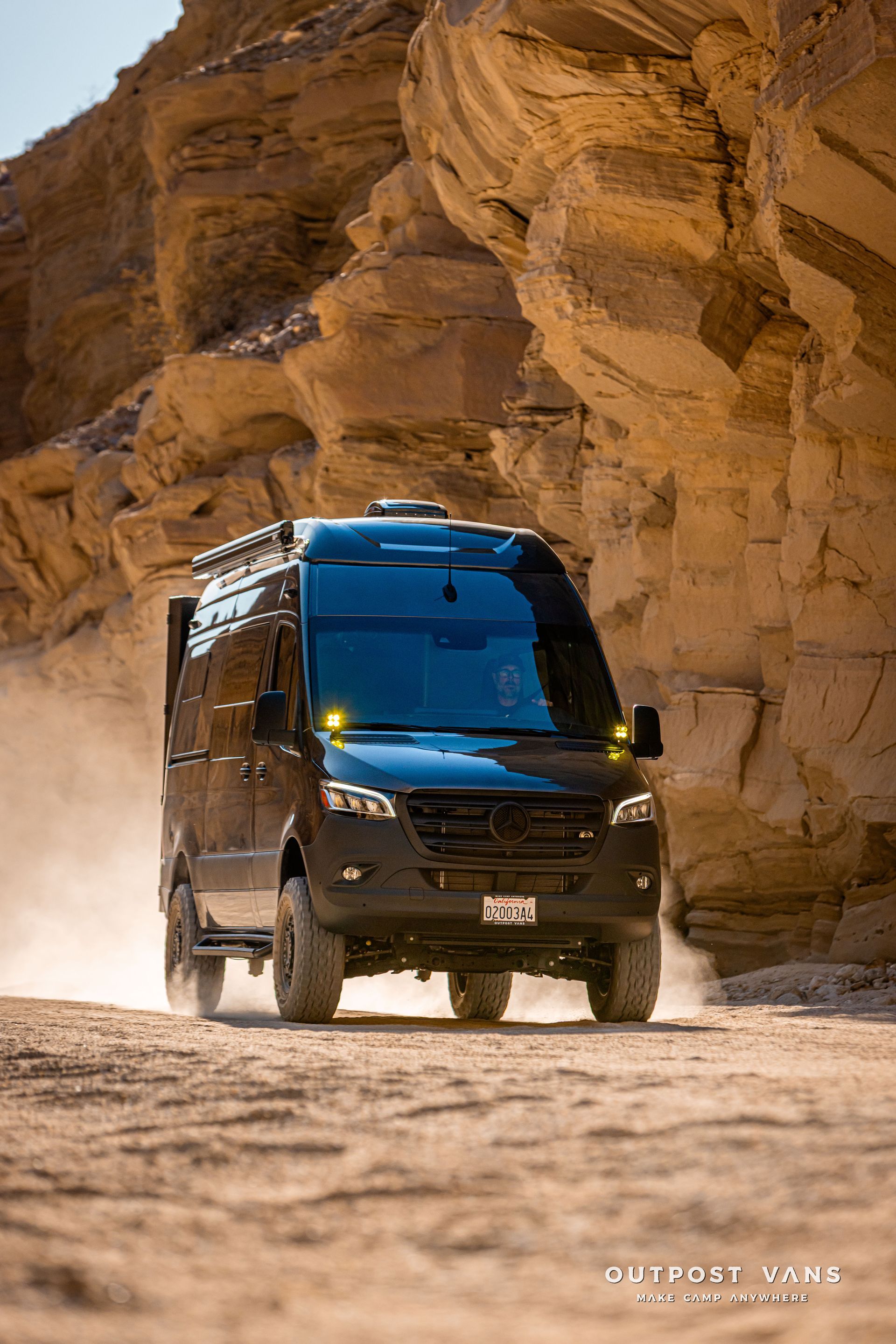 outpost vans driving down fish creek anza borrego