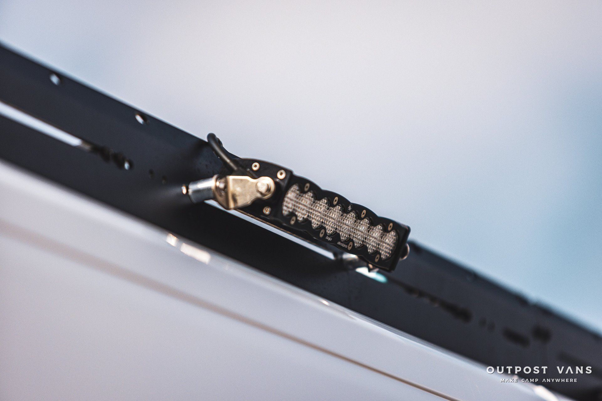 a close up of a light on the side of a vehicle