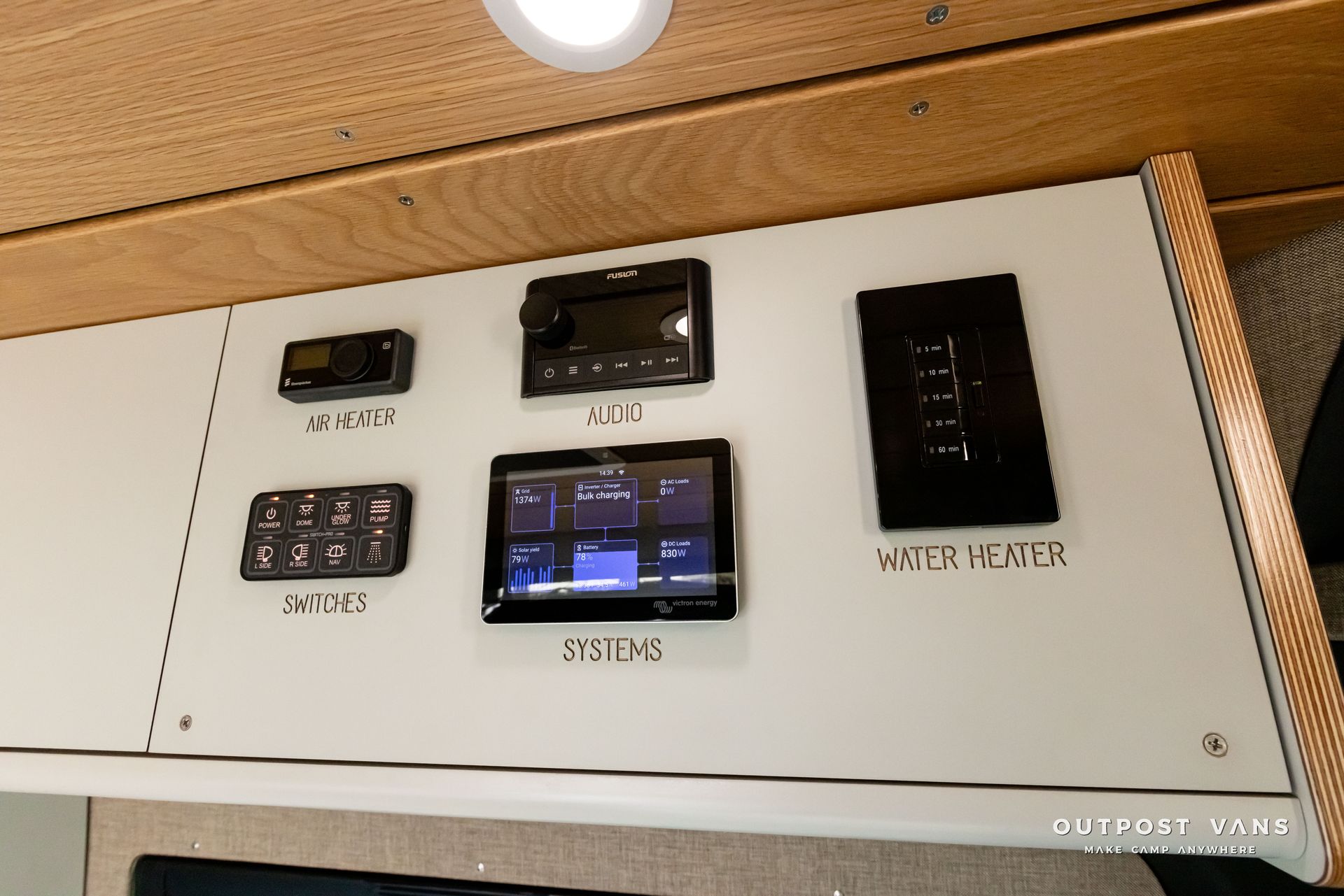 Monitoring console.  Outpost vans Sprinter 170 AWD.