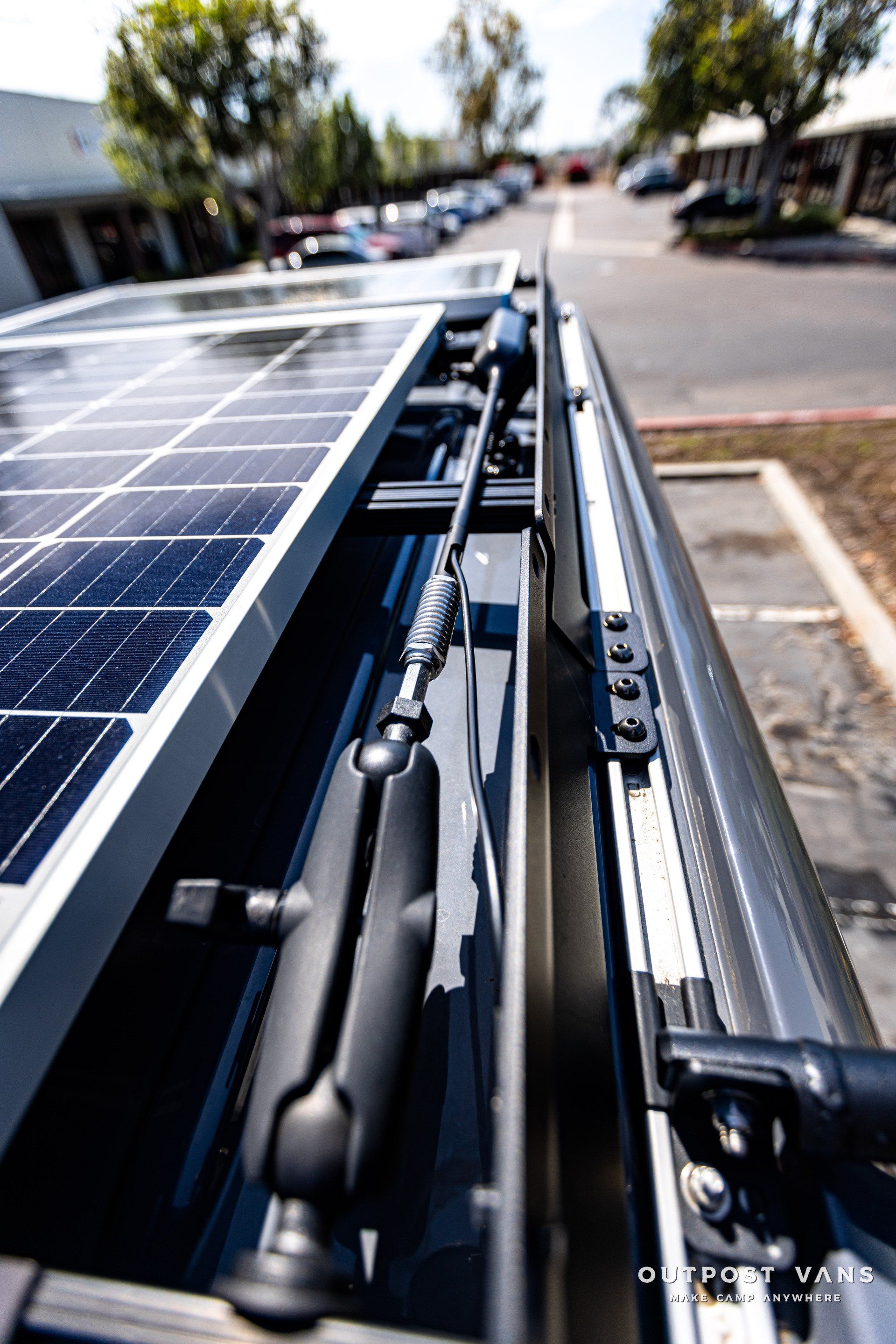 A close up of a solar panel on top of a vehicle