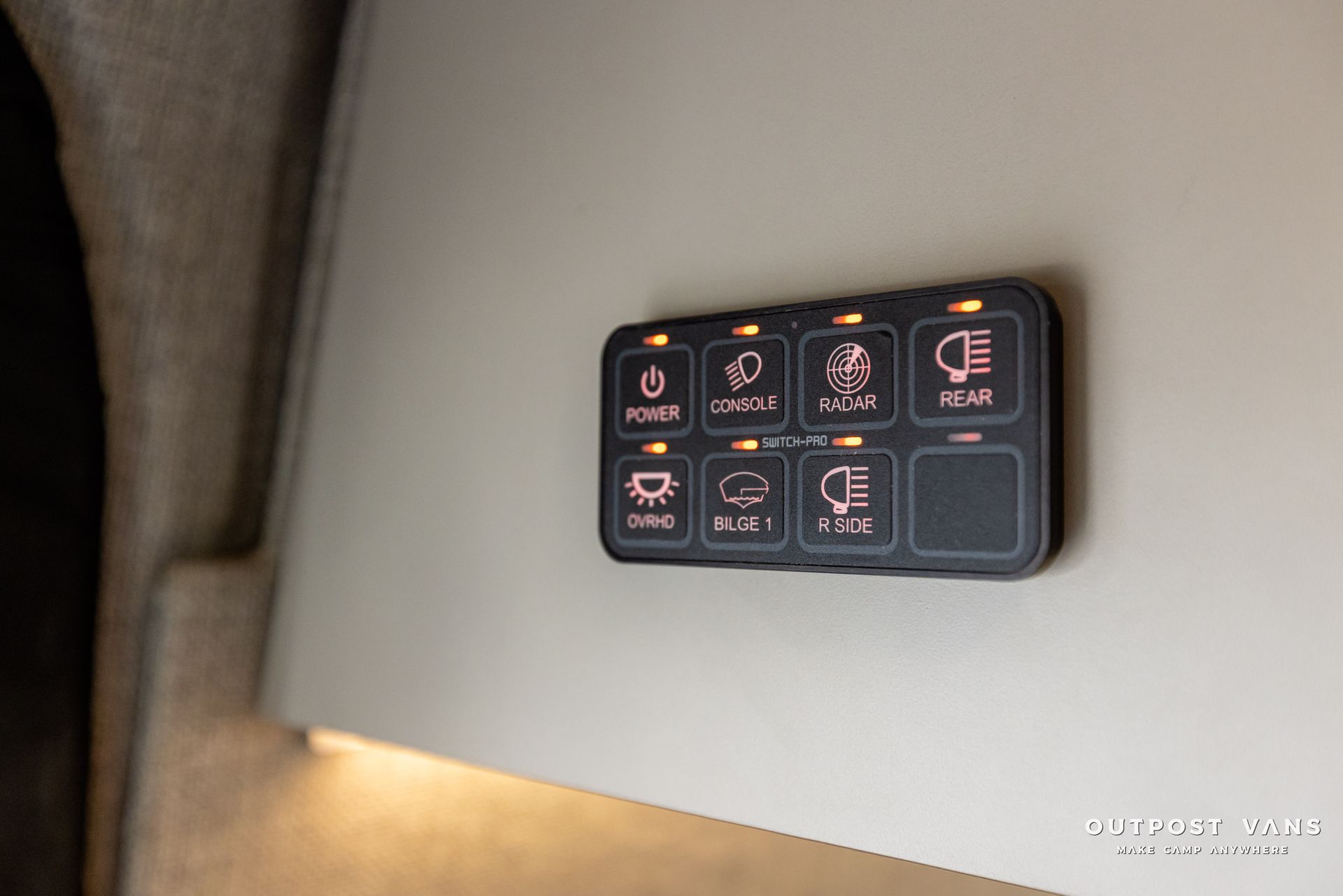 a close up of a control panel on a wall .