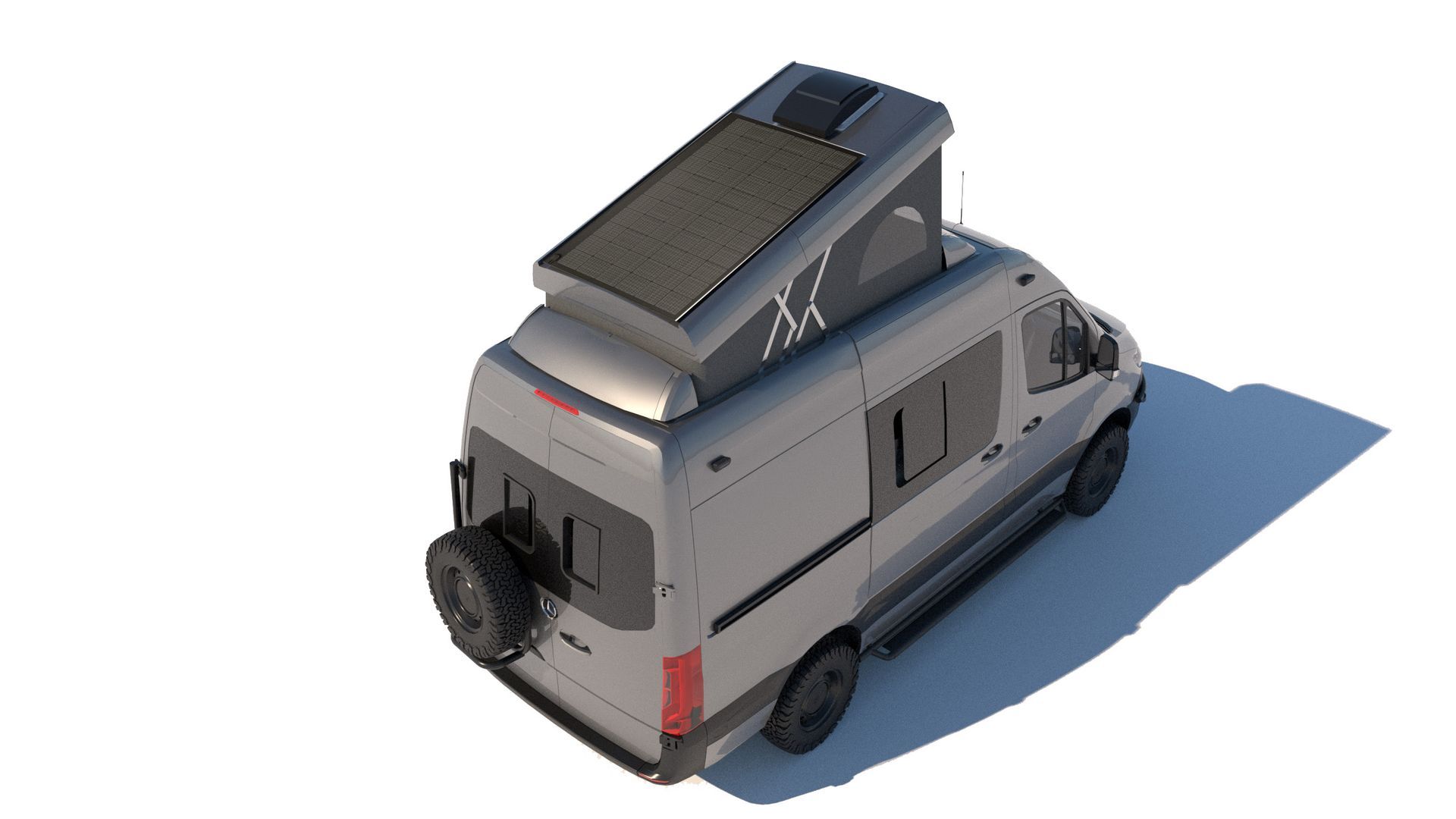 a 3d model of a van with a pop up roof .