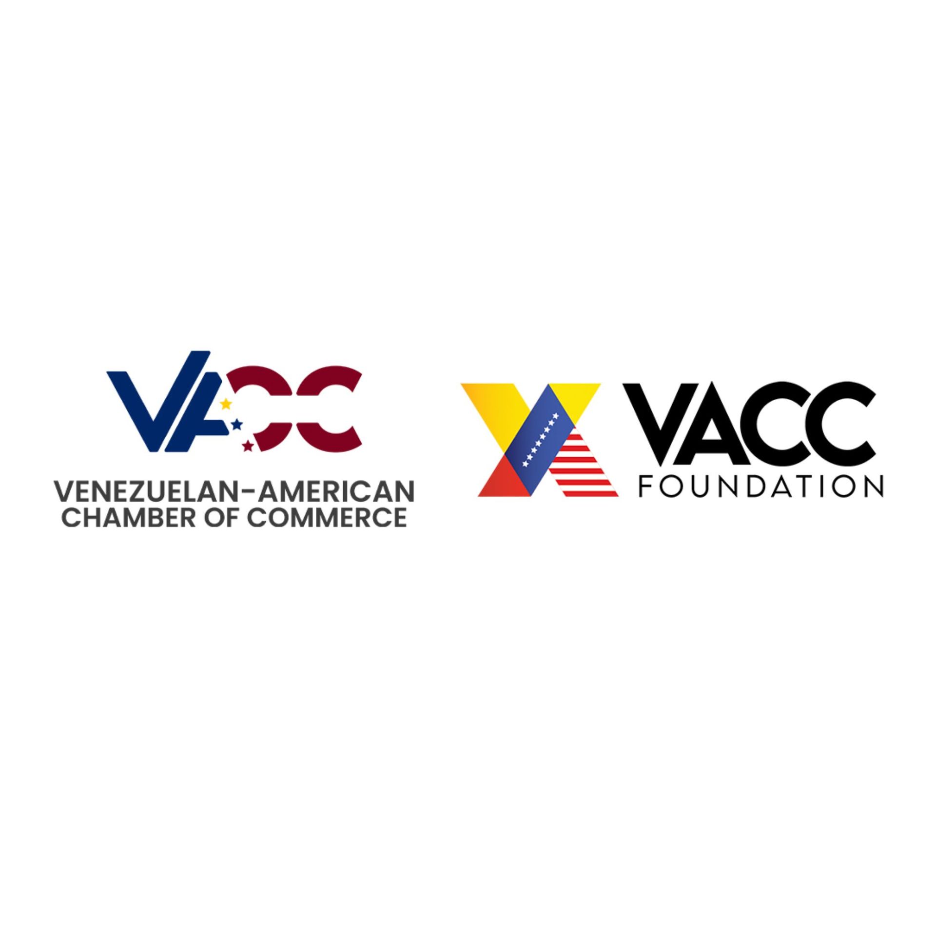 VACC logo for Venezuelan-American Chamber of Commerce and VACC Foundation in blue, red, yellow, and black.