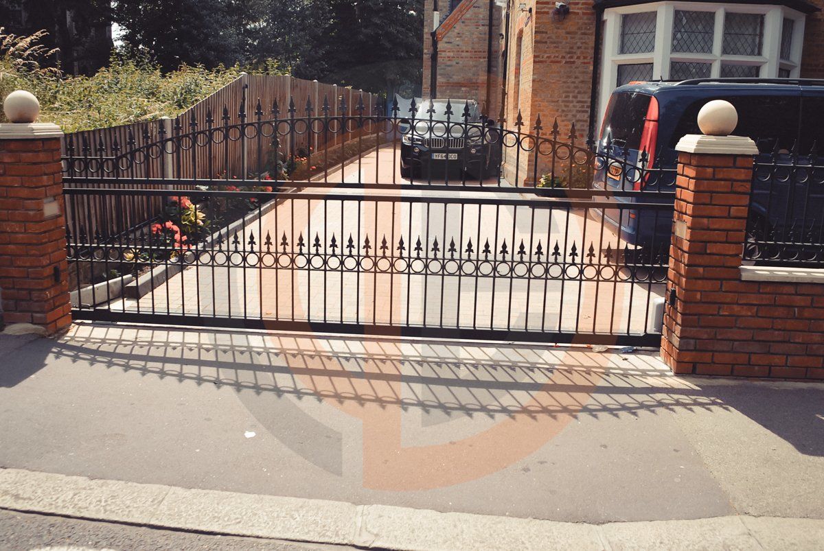 Electric Slidings gate, front railings _ pedestrian gate, Walthamstow