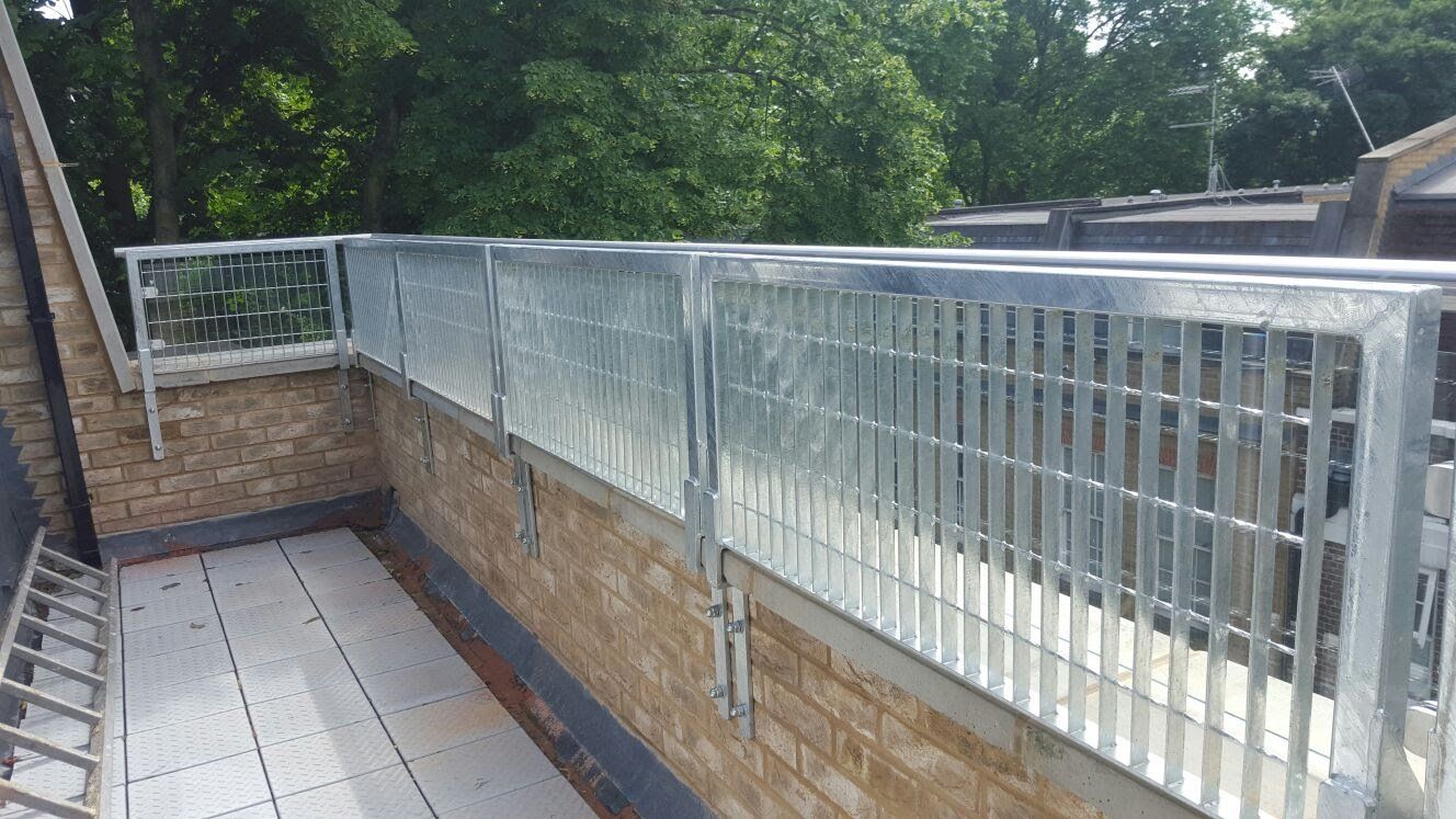Silver roof terrace railings full view