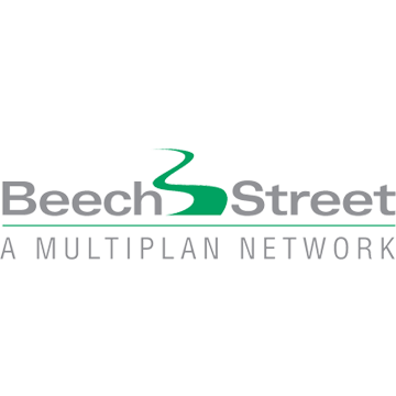 Beech Street logo: green stylized river and text “Beech Street, A Multiplan Network.”