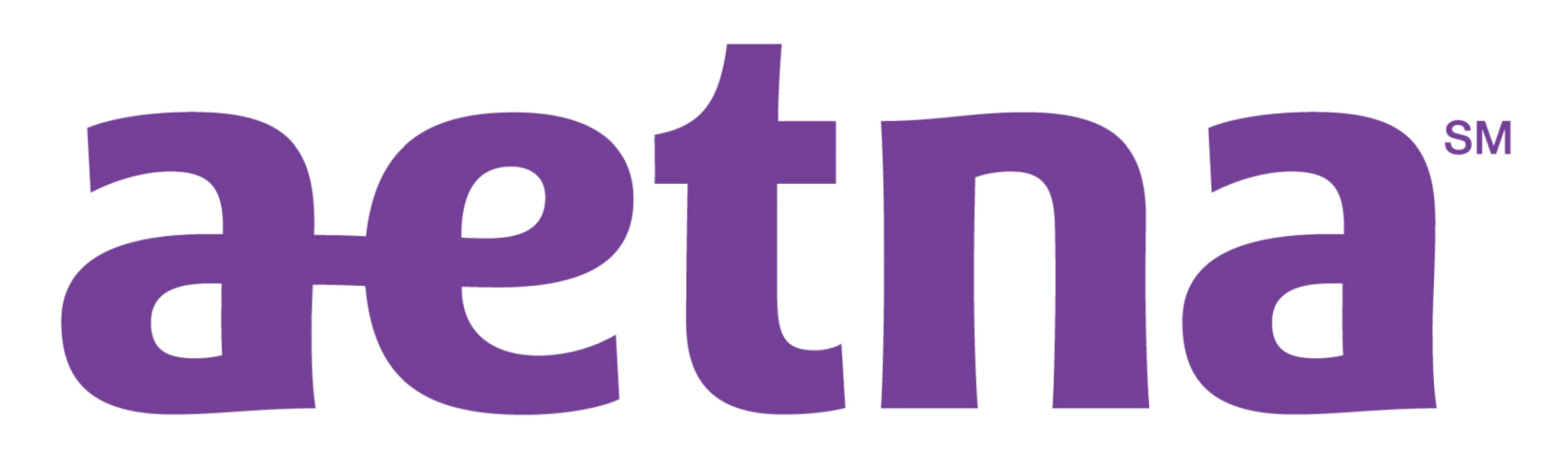 Aetna logo in purple with the letters intertwined, with “SM” symbol in the upper right corner.