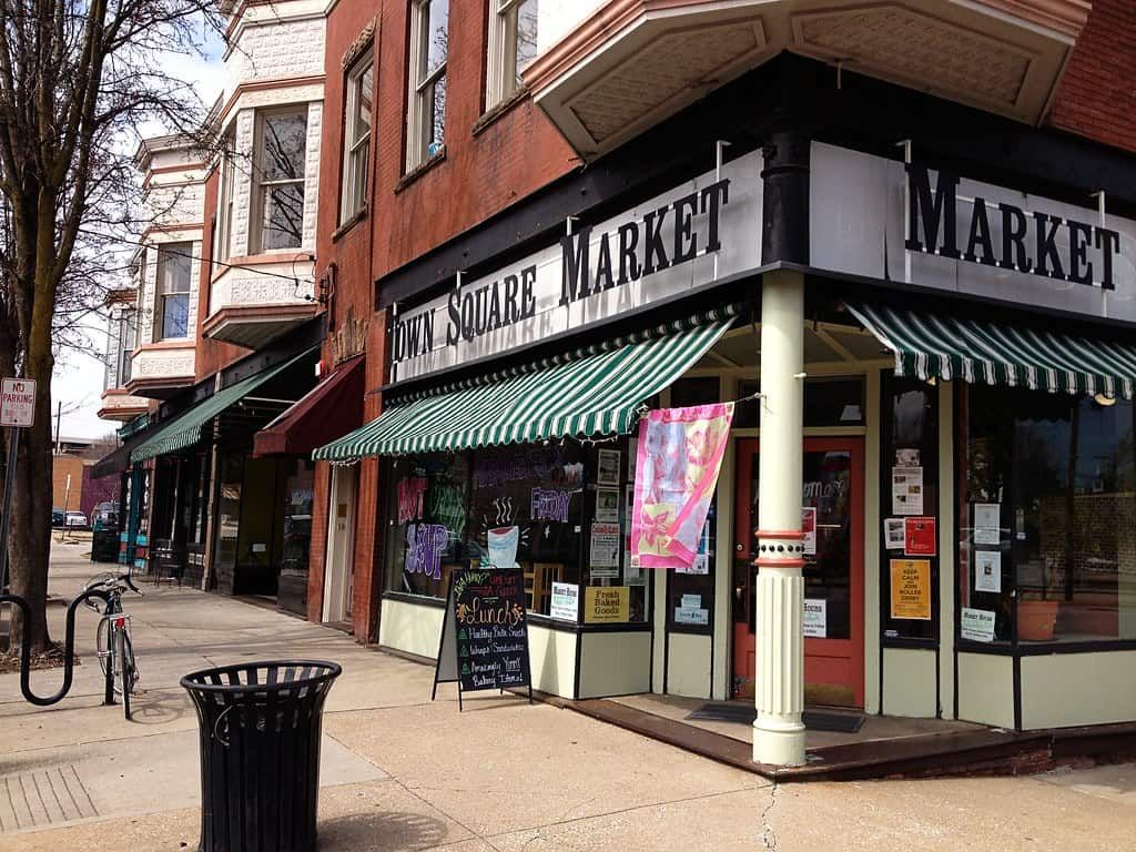 Exterior of a corner market,