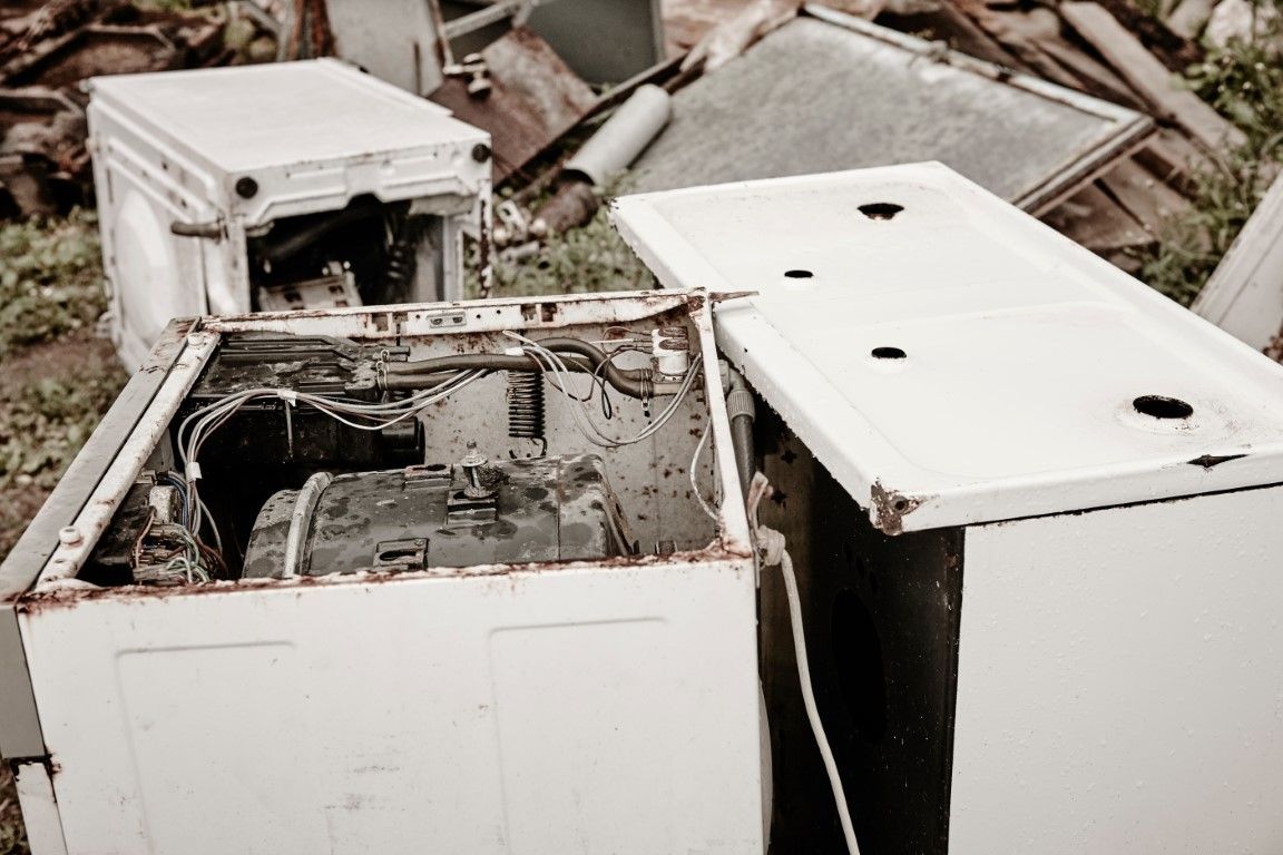 Old appliances in junkyard