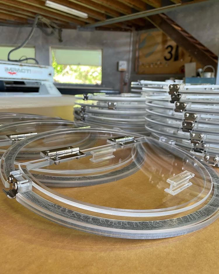 Acrylic Lids Are Stacked on Top of Each Other — Bent Plastics in Kunda Park, QLD