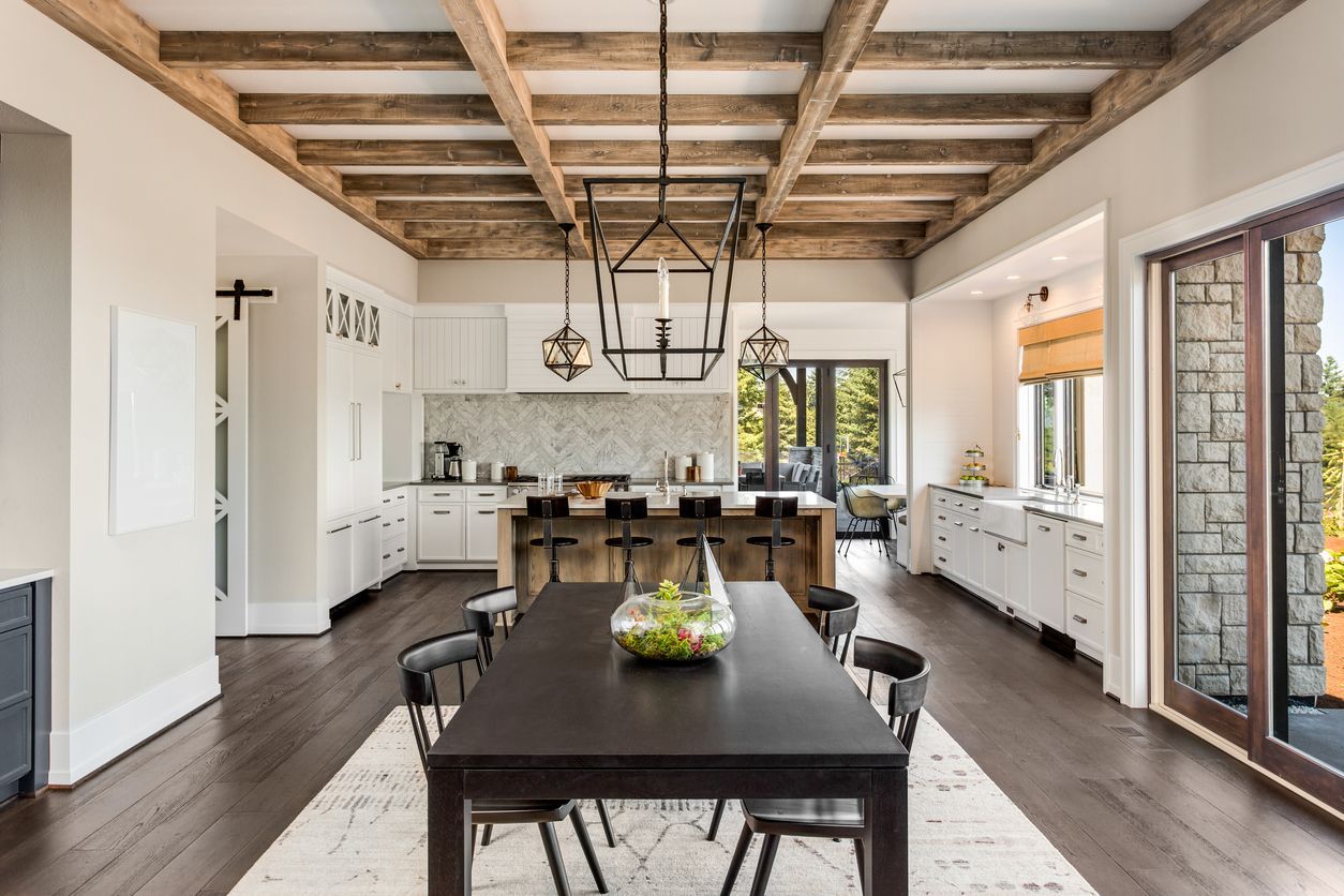 Stunning kitchen and dining room in new luxury home