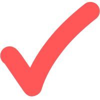 A red check mark on a white background.