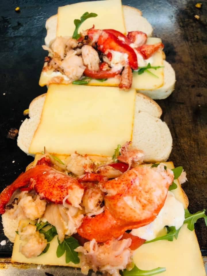 Shrimp sandwich with lots of cheese — Rutland, MA — Off the Hook Roadside Eatery