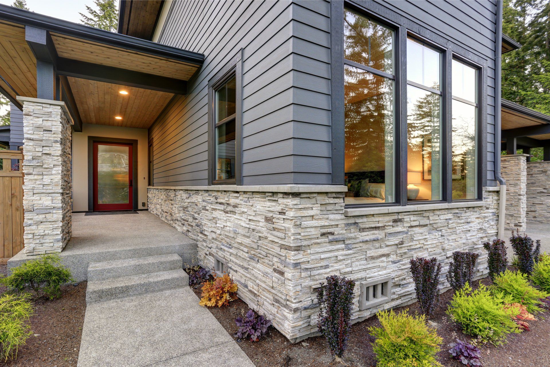 stone veneers on exterior of home