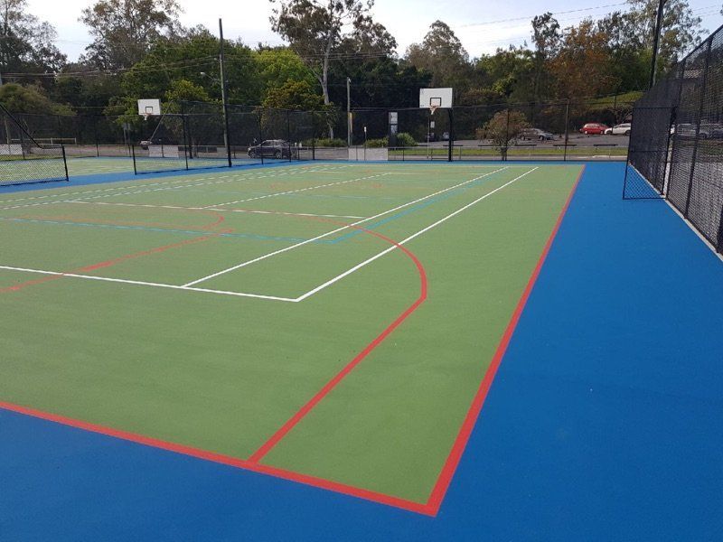 Green and Blue Basketball Court with a Red Line — Queensland, Australia — Jordin Sports Constructions
