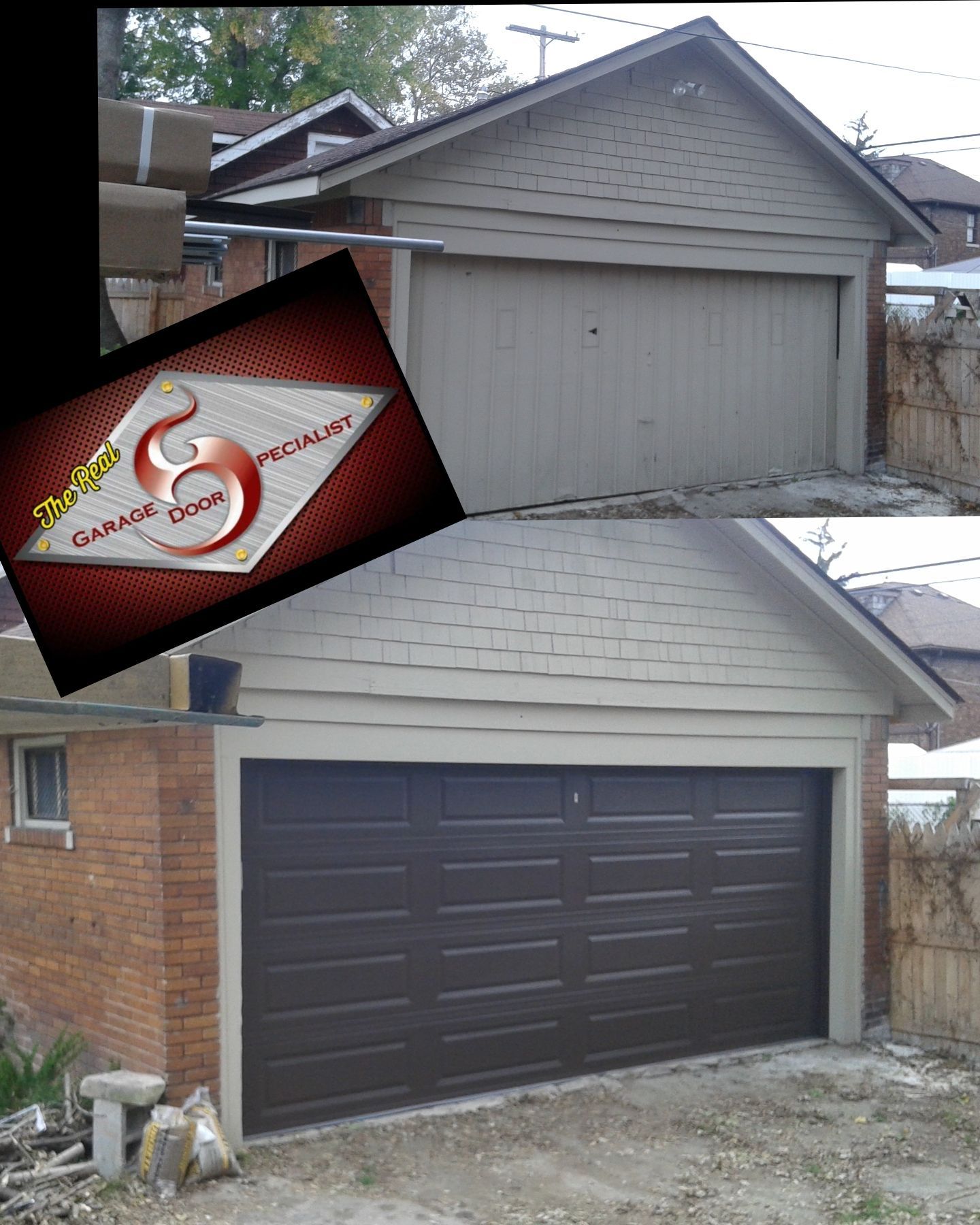 A picture of a garage door with the number 8 on it