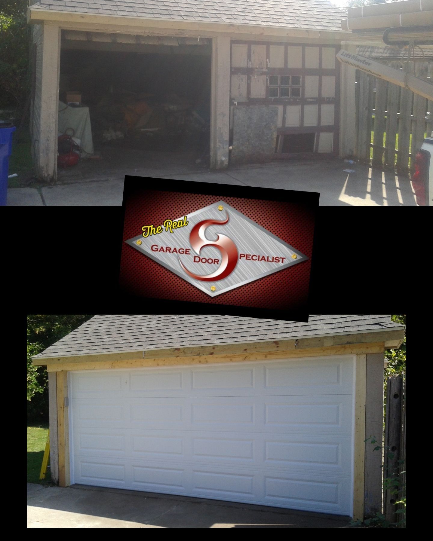 A picture of a garage with the number 6 on it