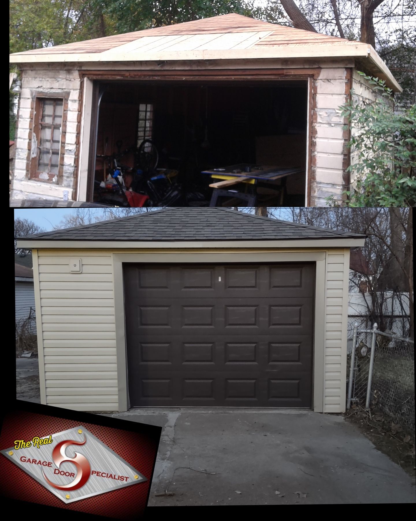 A picture of a garage with the number 6 on it