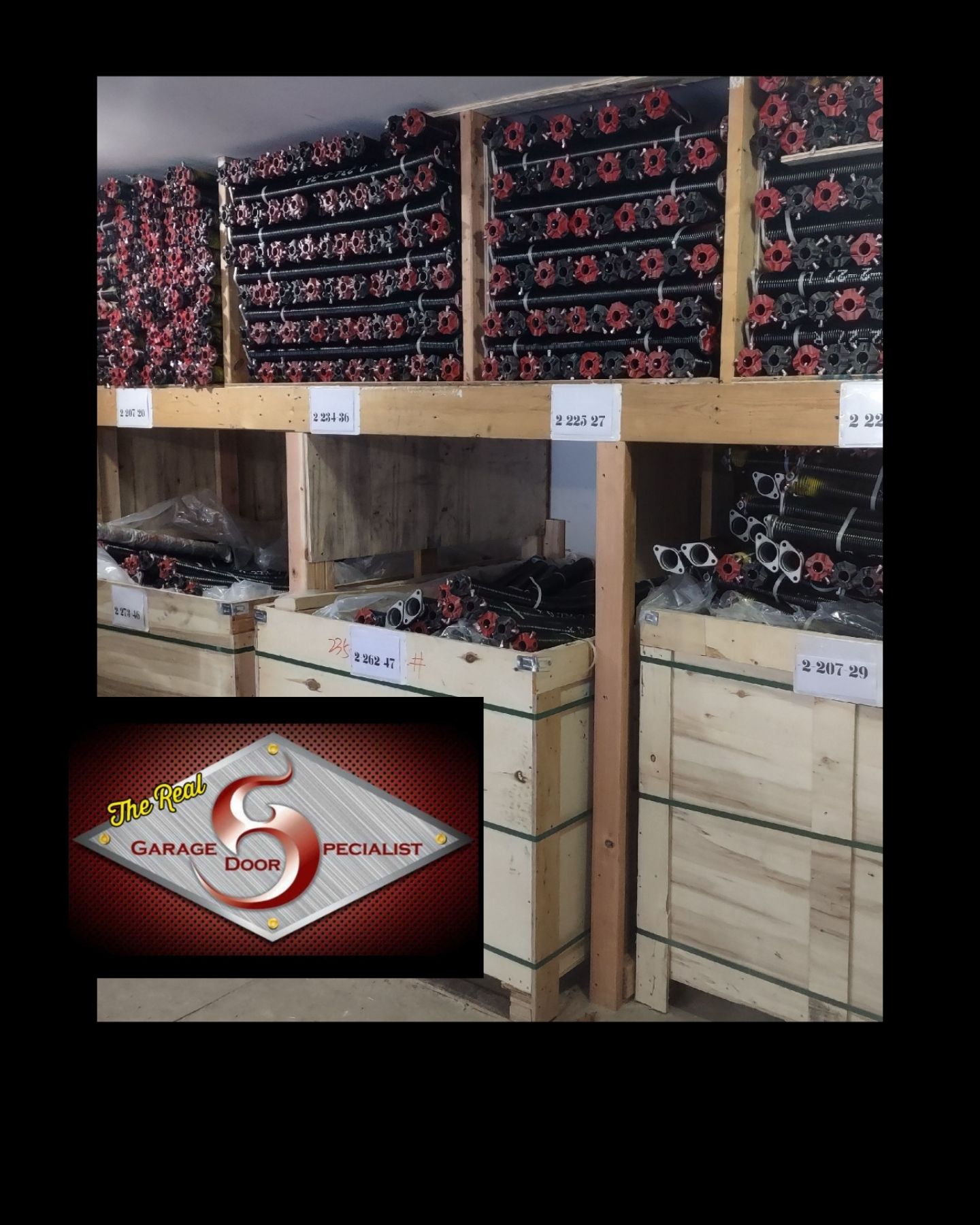 A picture of a warehouse with a logo that says garage tech