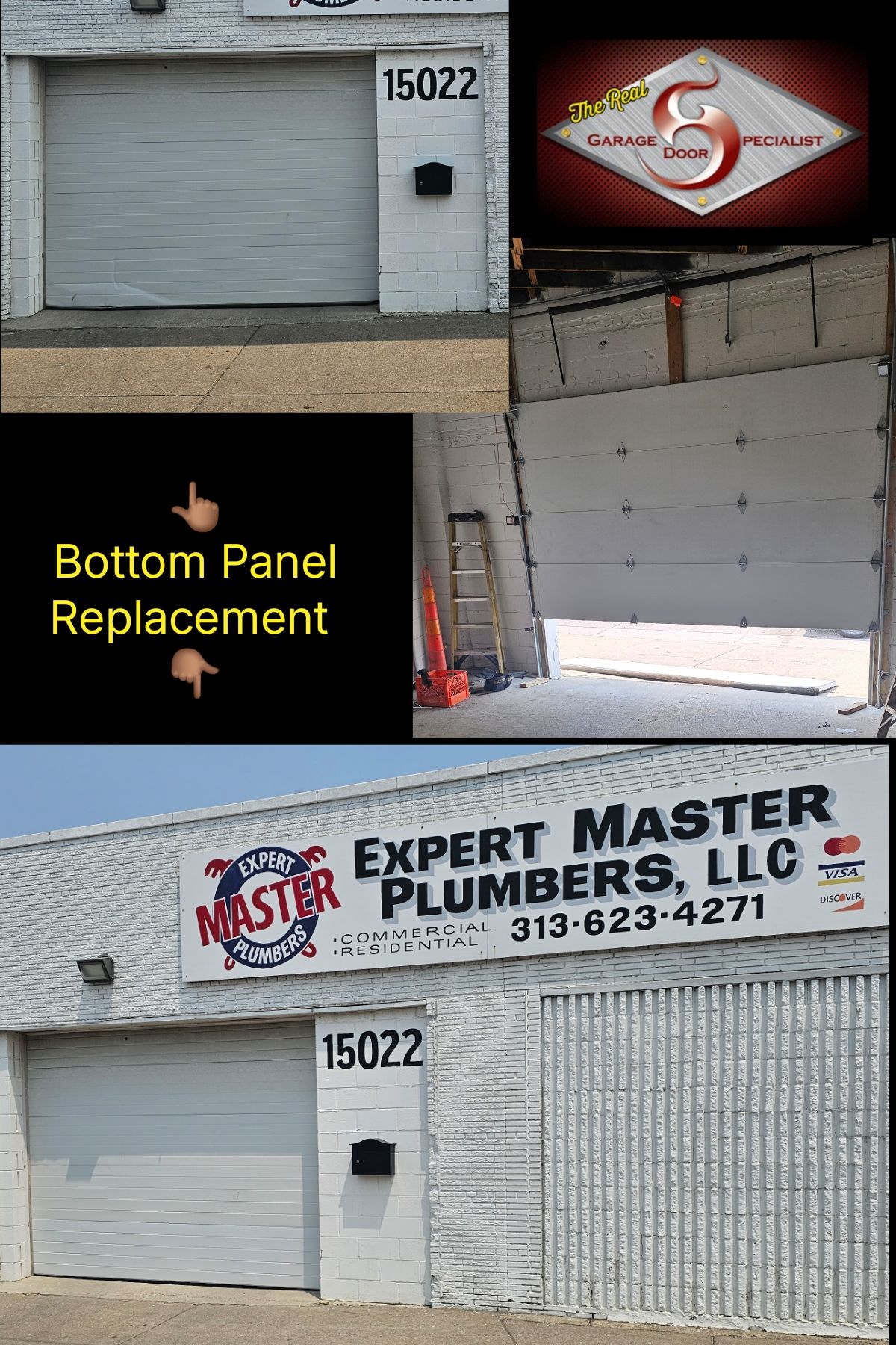 A sign for expert master plumber llc is on the side of a building