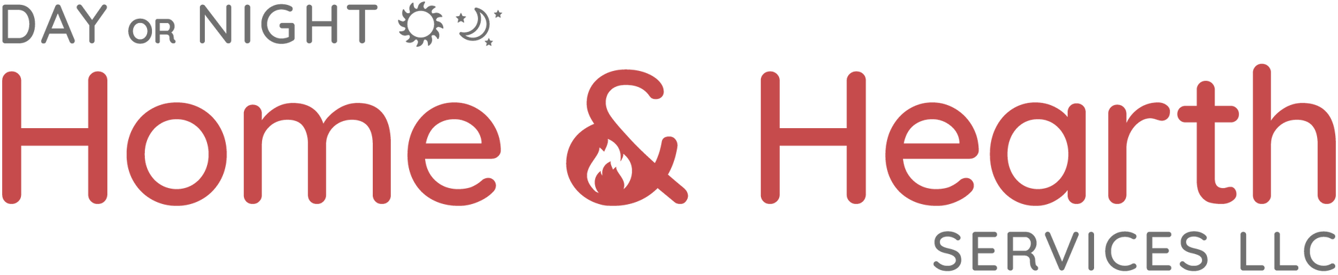 Home & Heart Services logo with red text and house icon, plus small “day or night” tagline