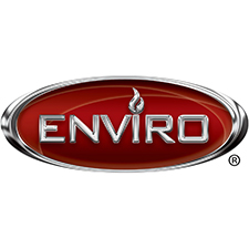 Enviro logo in red oval with chrome border and stylized flame above the text