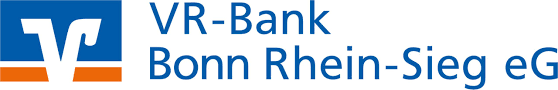 Logo der VR-Bank Bonn Rhein-Sieg eG in Blau und Orange auf weißem Hintergrund