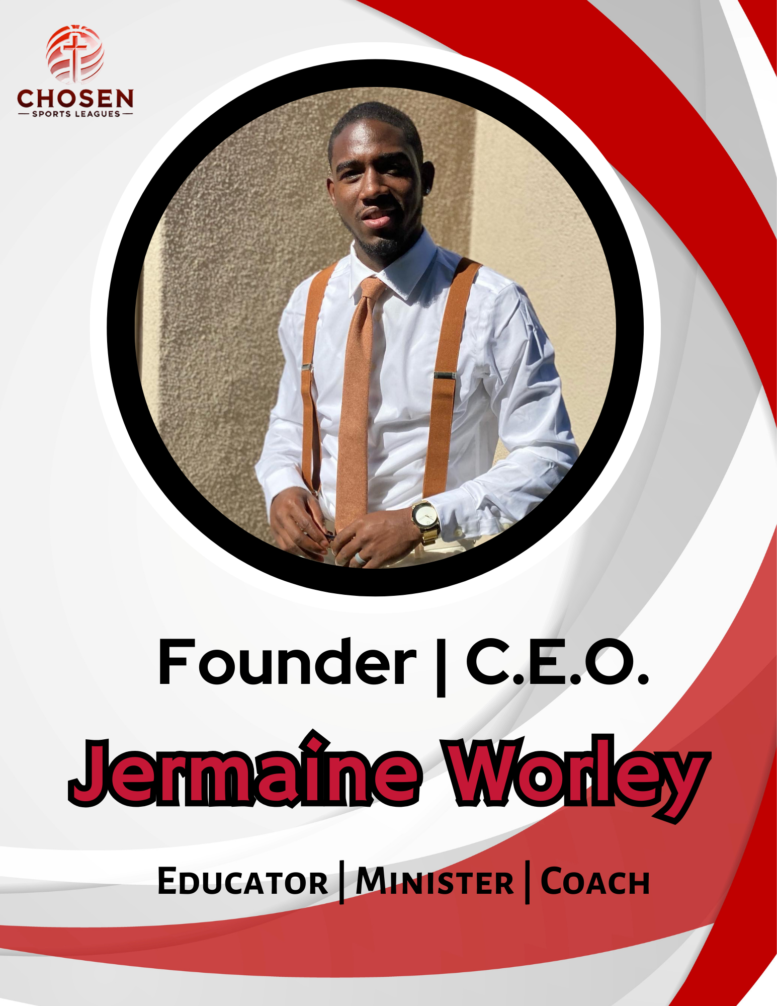 Football coach with arms crossed, standing on a football field. He wears a navy polo shirt and gray pants.