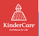 the logo for kindercare is a pyramid with a house on top of it .