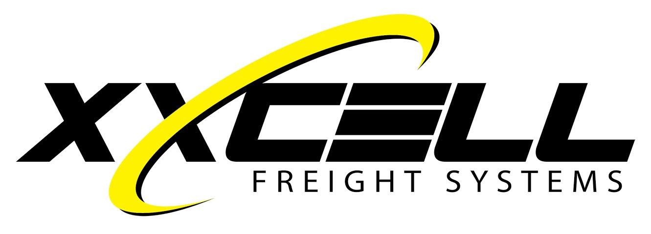 a black and yellow logo for xxcell freight systems