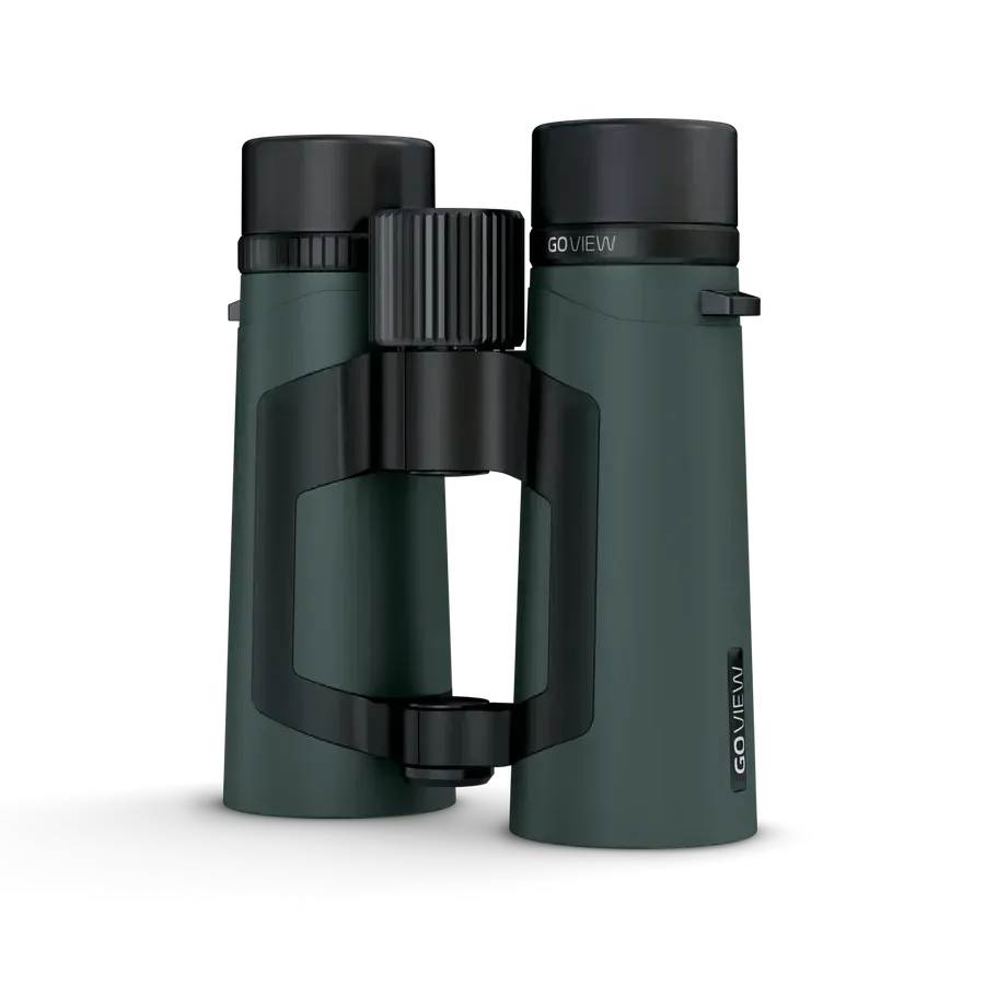 Green binoculars with black accents, centered on a white background.