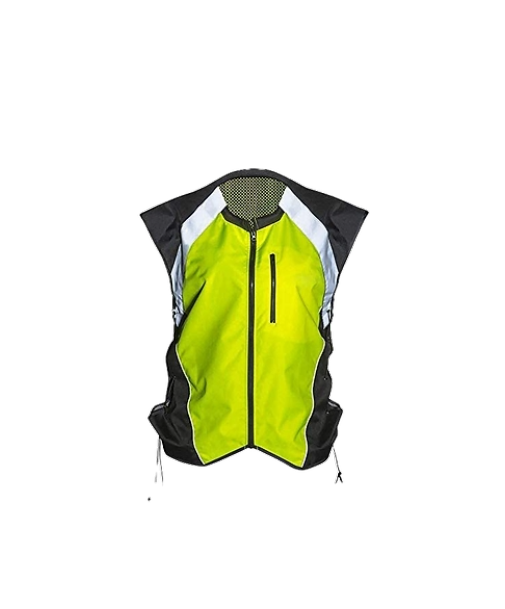 A yellow and black vest on a white background