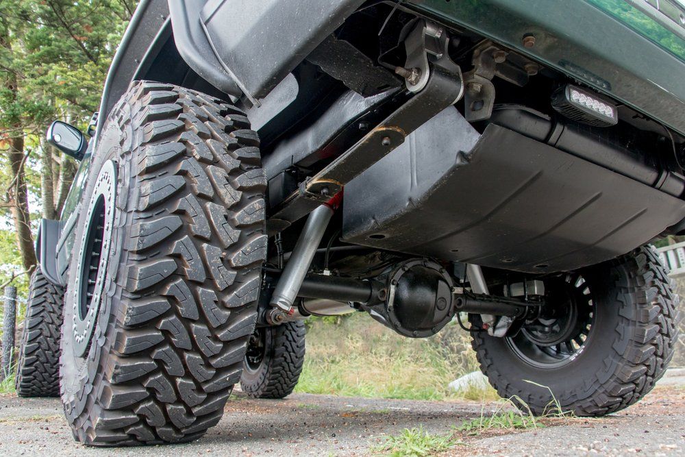 Undercarriage of a Terrain Car — Complete Tyre Management Services in Paget, QLD