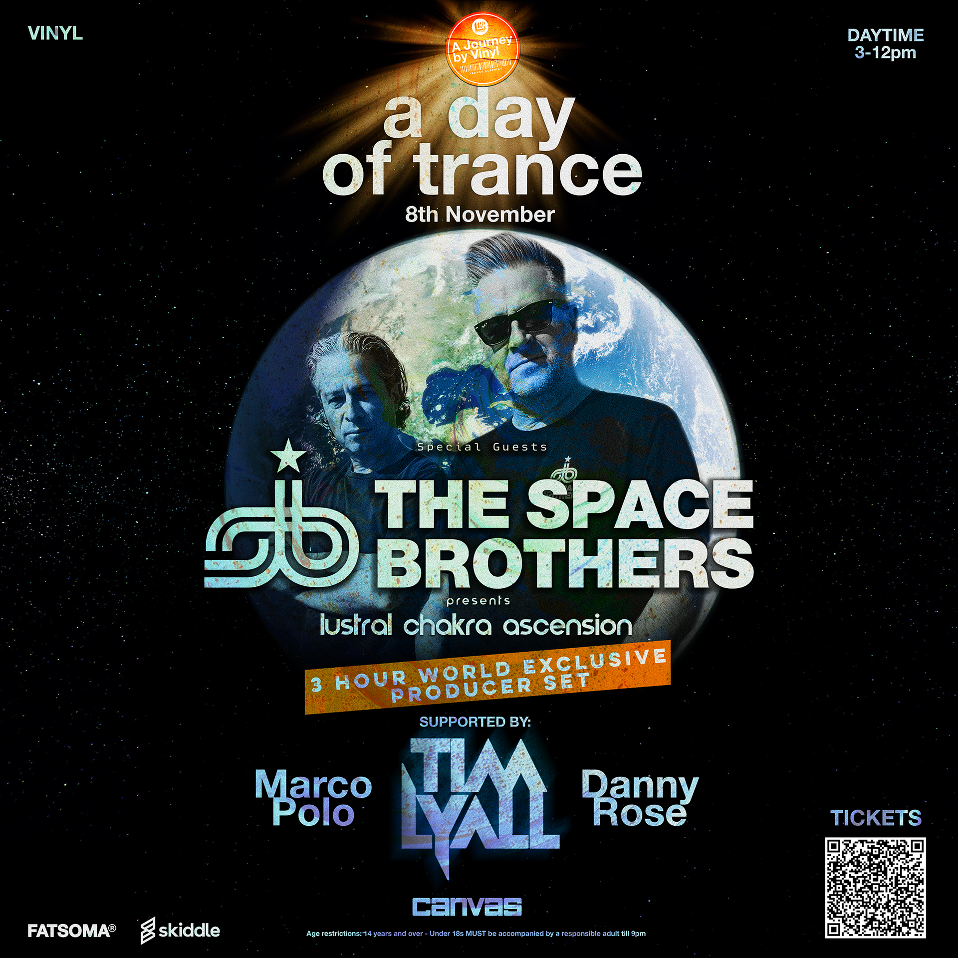 A poster for a day of trance by the space brothers