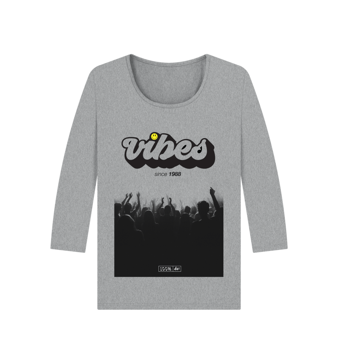 A long sleeve t-shirt with the word vibes on it