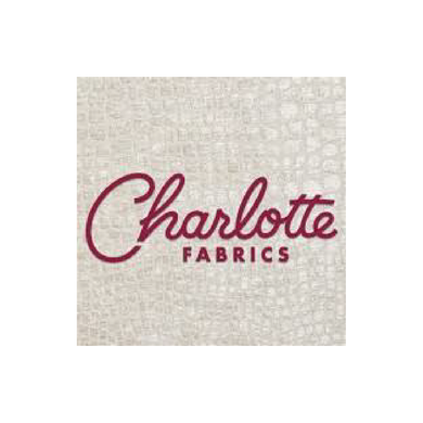 The logo for charlotte fabrics is on a white background.
