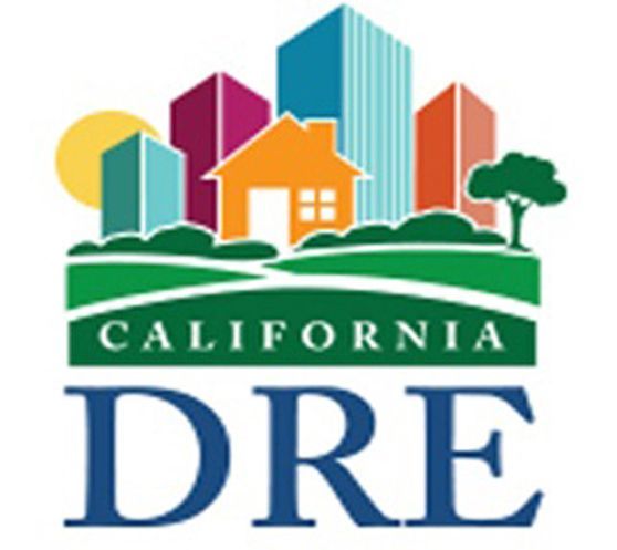 A logo for california dre with buildings and trees