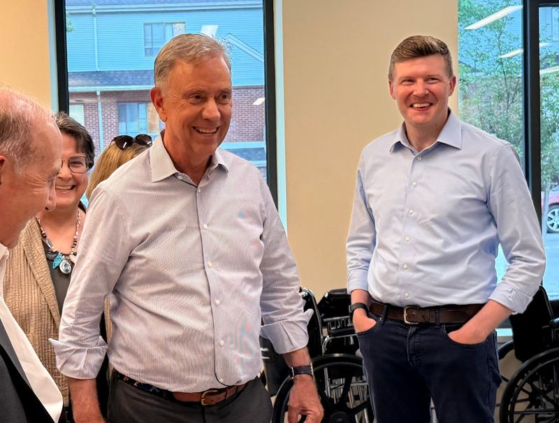 Gov. Ned Lamont and Comptroller Sean Scanlon on a tour with FHCHC CEO Suzanne Lagarde